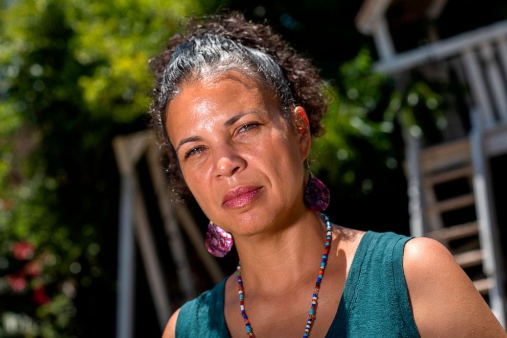 PHOTO: Melina Abdullah, civic leader and co-founder of the Black Lives Matter Los Angeles chapter, poses during a portrait session, July 11, 2020, in Los Angeles.