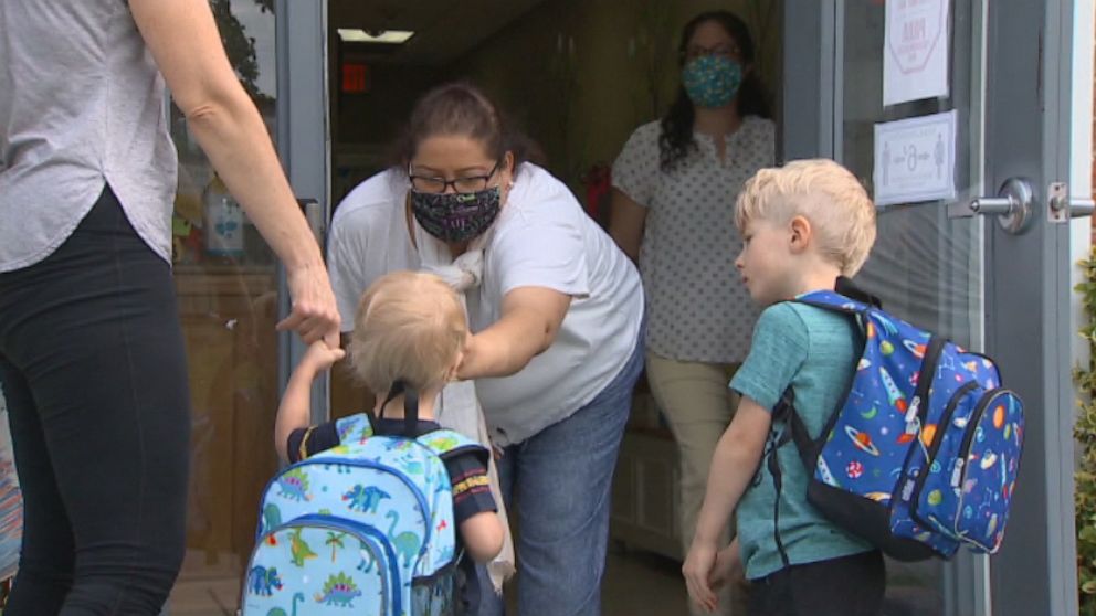 PHOTO: Children arrive at Circle Time Child Center in Kensington, Md.