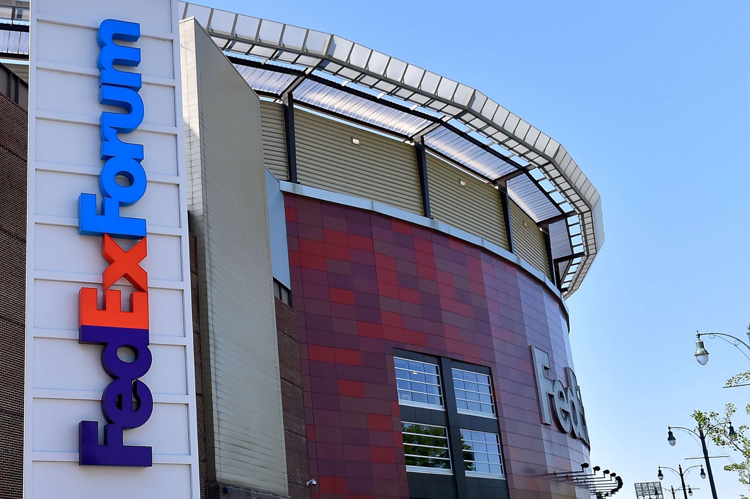 PHOTO: A outside view shows the Fedex forum in Memphis, Tenn., April 19, 2022.