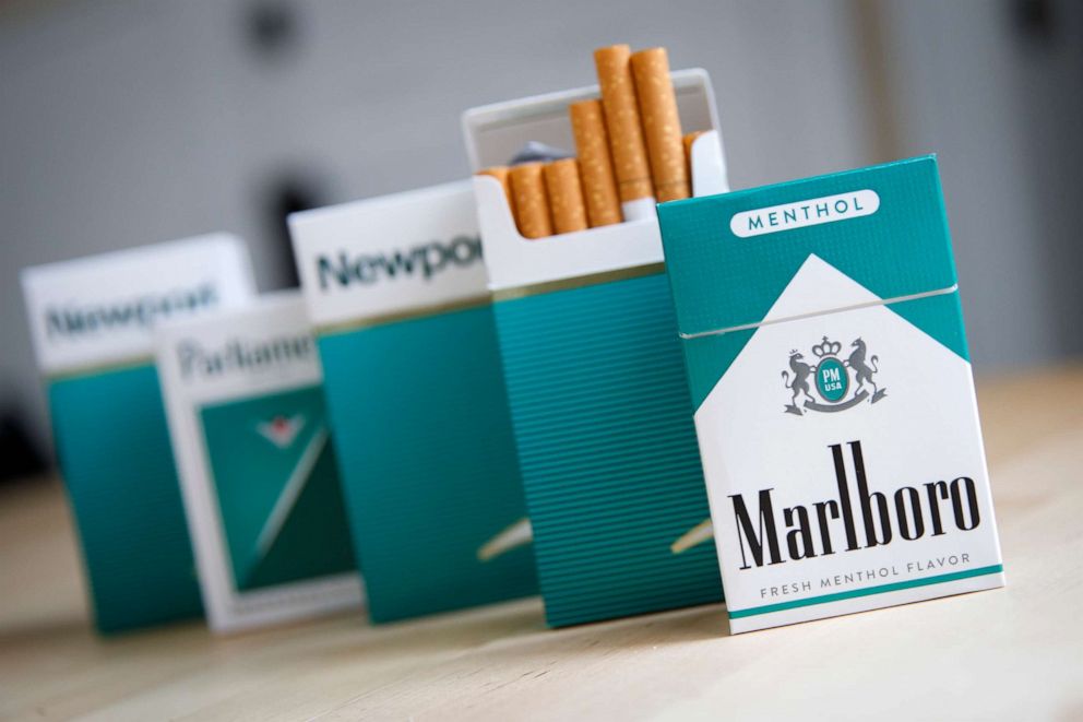 PHOTO: Packs of menthol cigarettes are displayed on a table in New York City, Nov. 15, 2018.