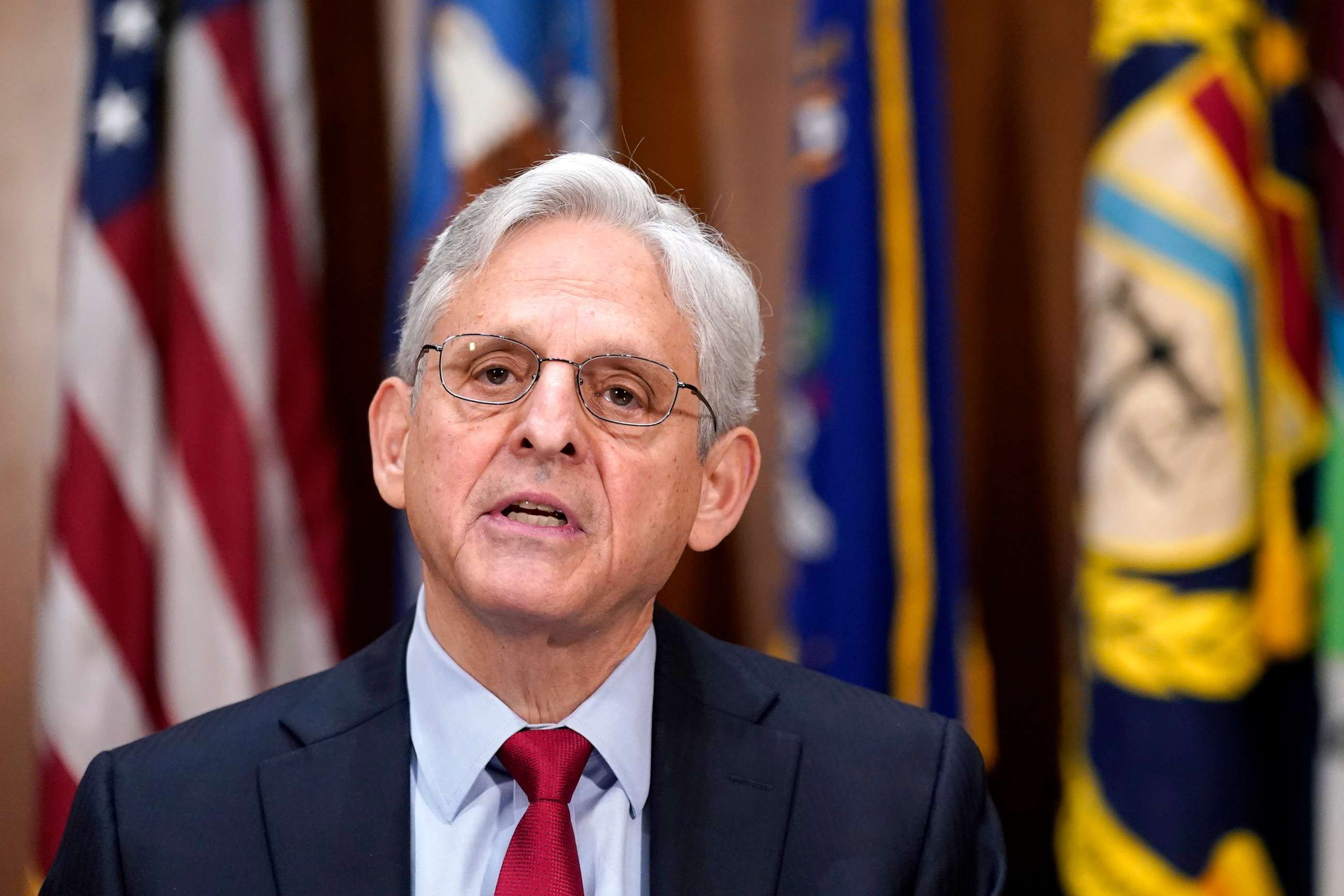PHOTO: Attorney General Merrick Garland speaks at a news conference about a jury's verdict against members of the Oath Keepers in the Jan. 6, 2021, attack on the U.S. Capitol, at the Justice Department in Washington, Nov. 30, 2022.