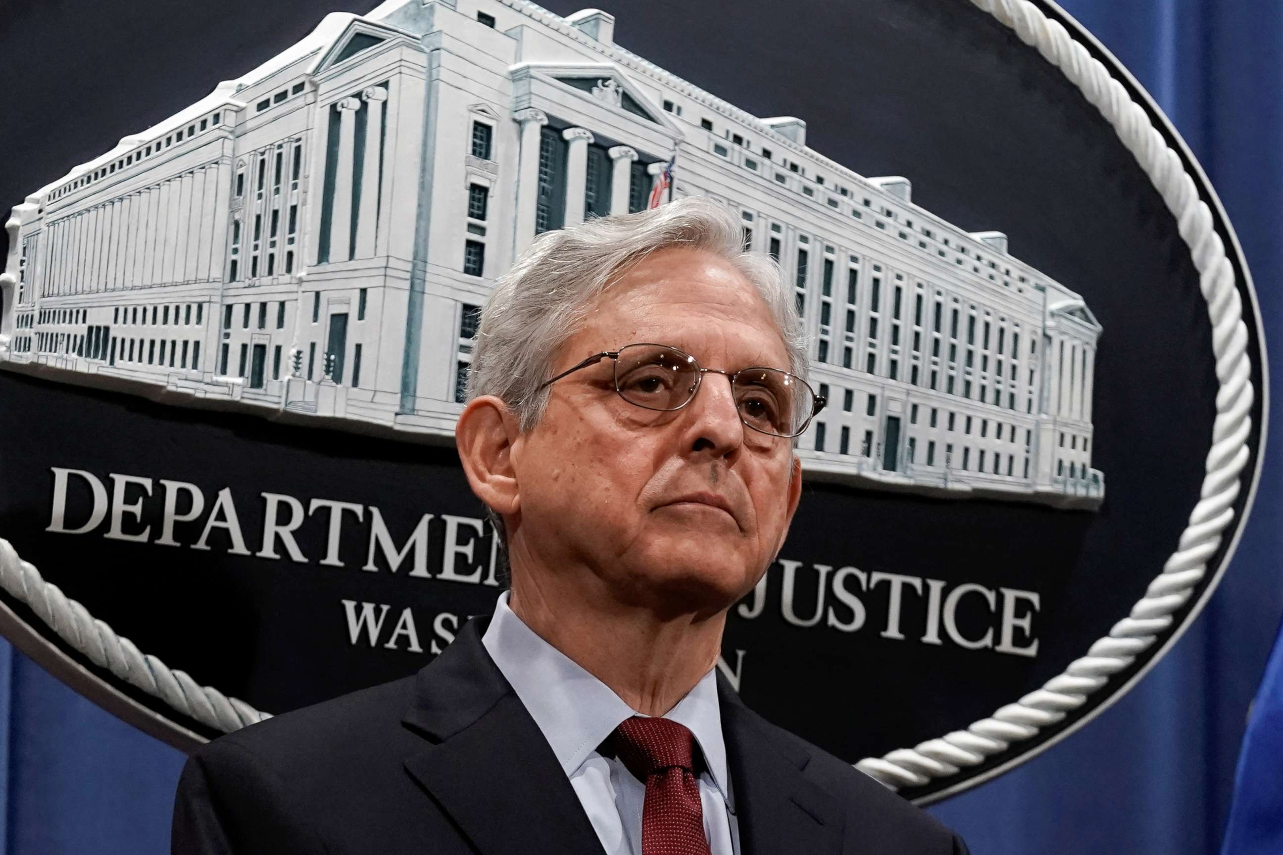 PHOTO: Attorney General Merrick Garland attends a news conference to announce that the Justice Department will file a lawsuit challenging a Georgia election law that imposes new limits on voting, at the Department of Justice in Washington, June 25, 2021.
