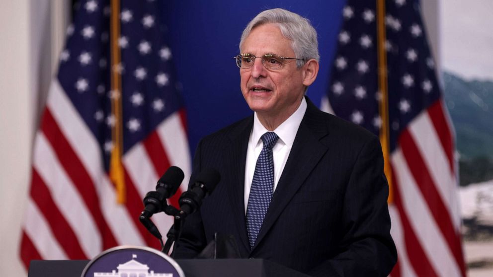 PHOTO: In this Nov. 15, 2021, file photo, U.S. Attorney General Merrick Garland speaks at the Eisenhower Executive Office Building in Washington, D.C.