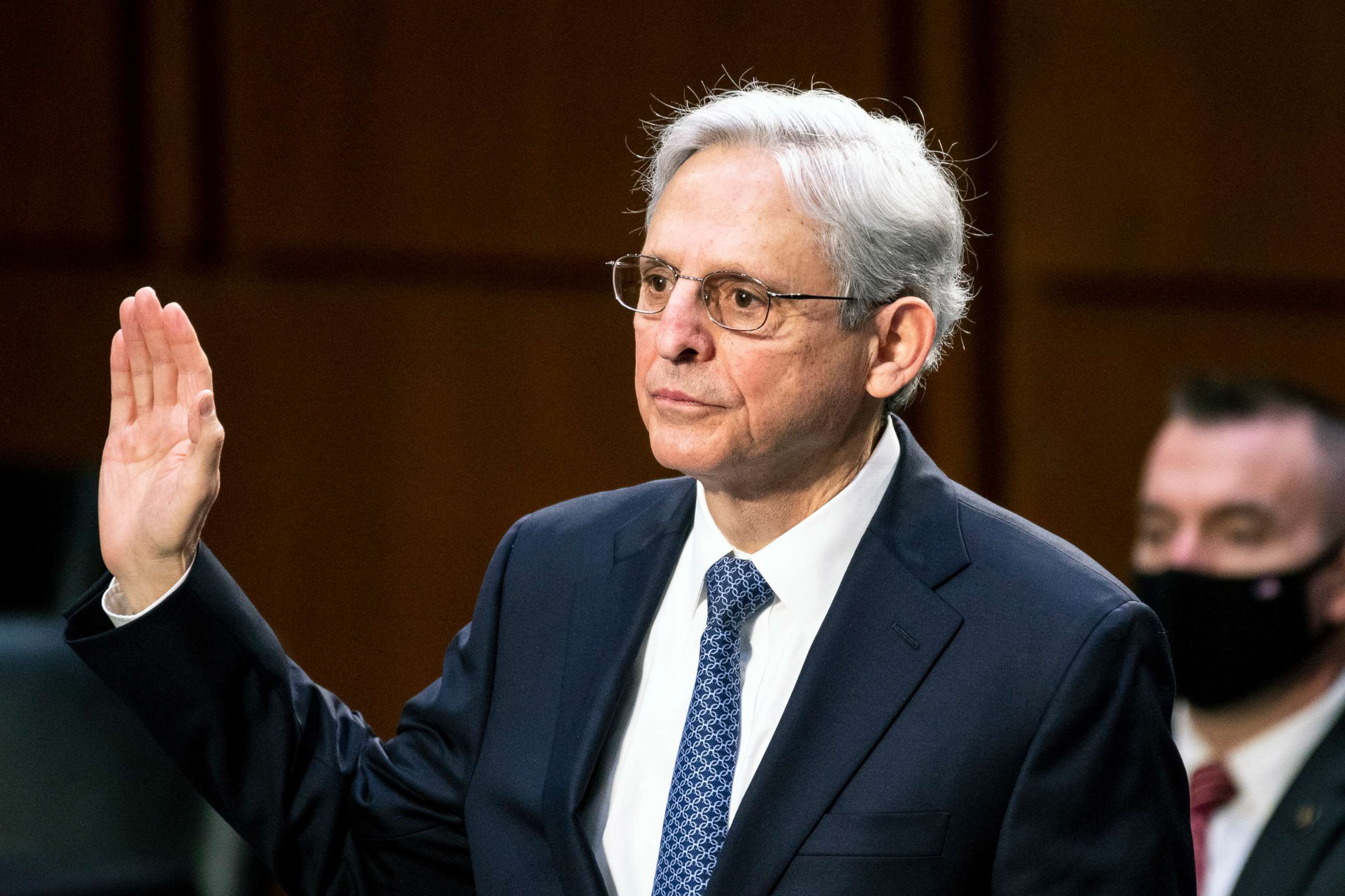 PHOTO: Judge Merrick Garland, nominee to be Attorney General, is sworn in at his confirmation hearing before the Senate Judicary Committee, Feb. 22, 2021, on Capitol Hill in Washington.