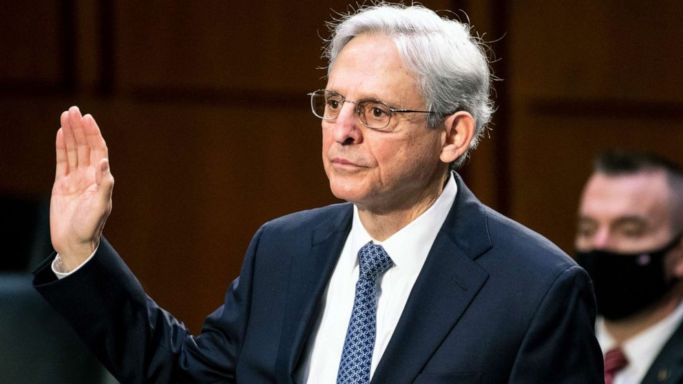 PHOTO: Judge Merrick Garland, nominee to be Attorney General, is sworn in at his confirmation hearing before the Senate Judicary Committee, Feb. 22, 2021, on Capitol Hill in Washington.