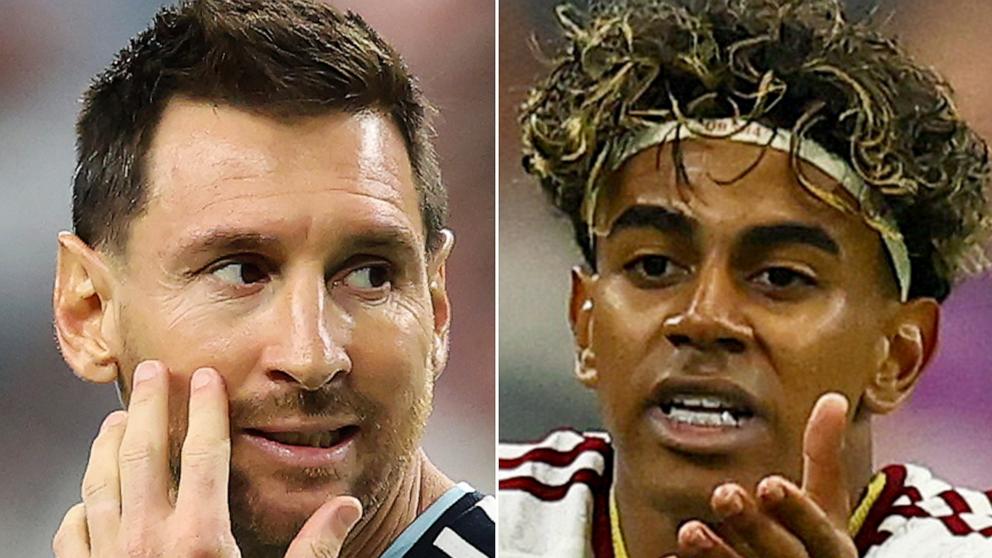 PHOTO: Lionel Messi of Argentina in Arlington, Texas, June 22, 2026 and Lamine Yamal in Arlington, Texas, July 14, 2026.