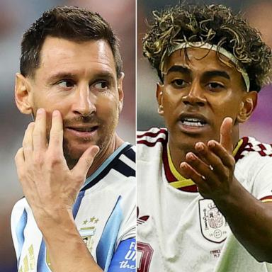 PHOTO: Lionel Messi of Argentina in Arlington, Texas, June 22, 2026 and Lamine Yamal in Arlington, Texas, July 14, 2026.