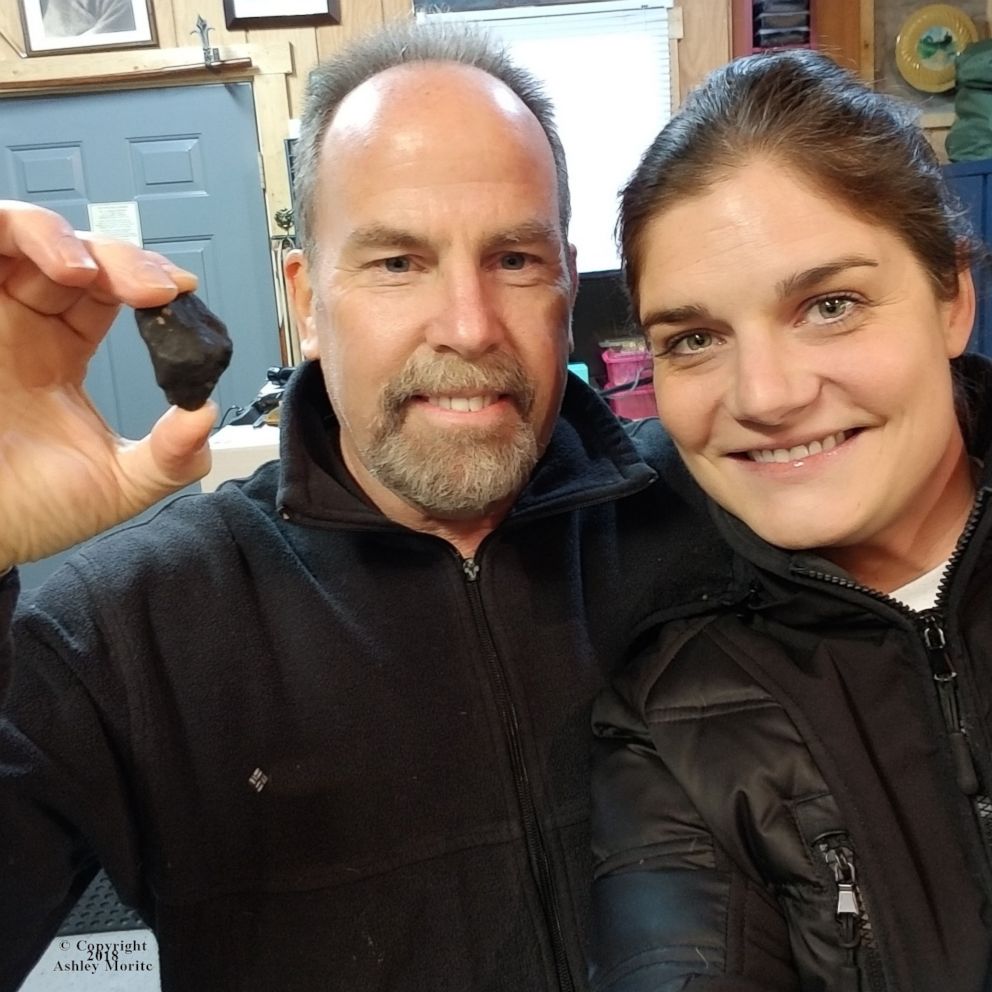 PHOTO: Ashley Moritz and her boyfriend found a piece of the meteor that struck Michigan in Jan. 2018. 
