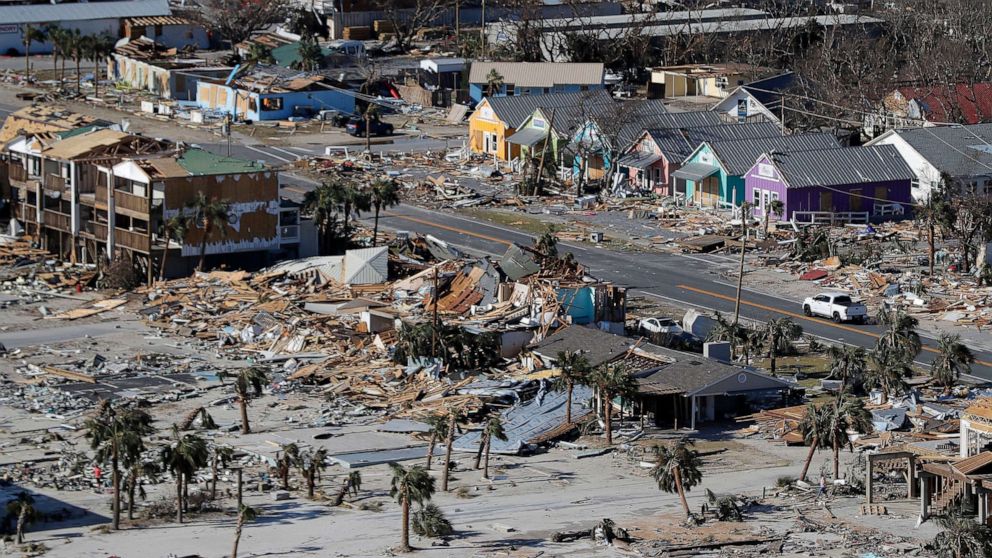 PHOTO: In this Oct. 12, 2018, file photo, debris from homes destroyed by Hurricane Michael litters the ground in Mexico Beach, Fla.