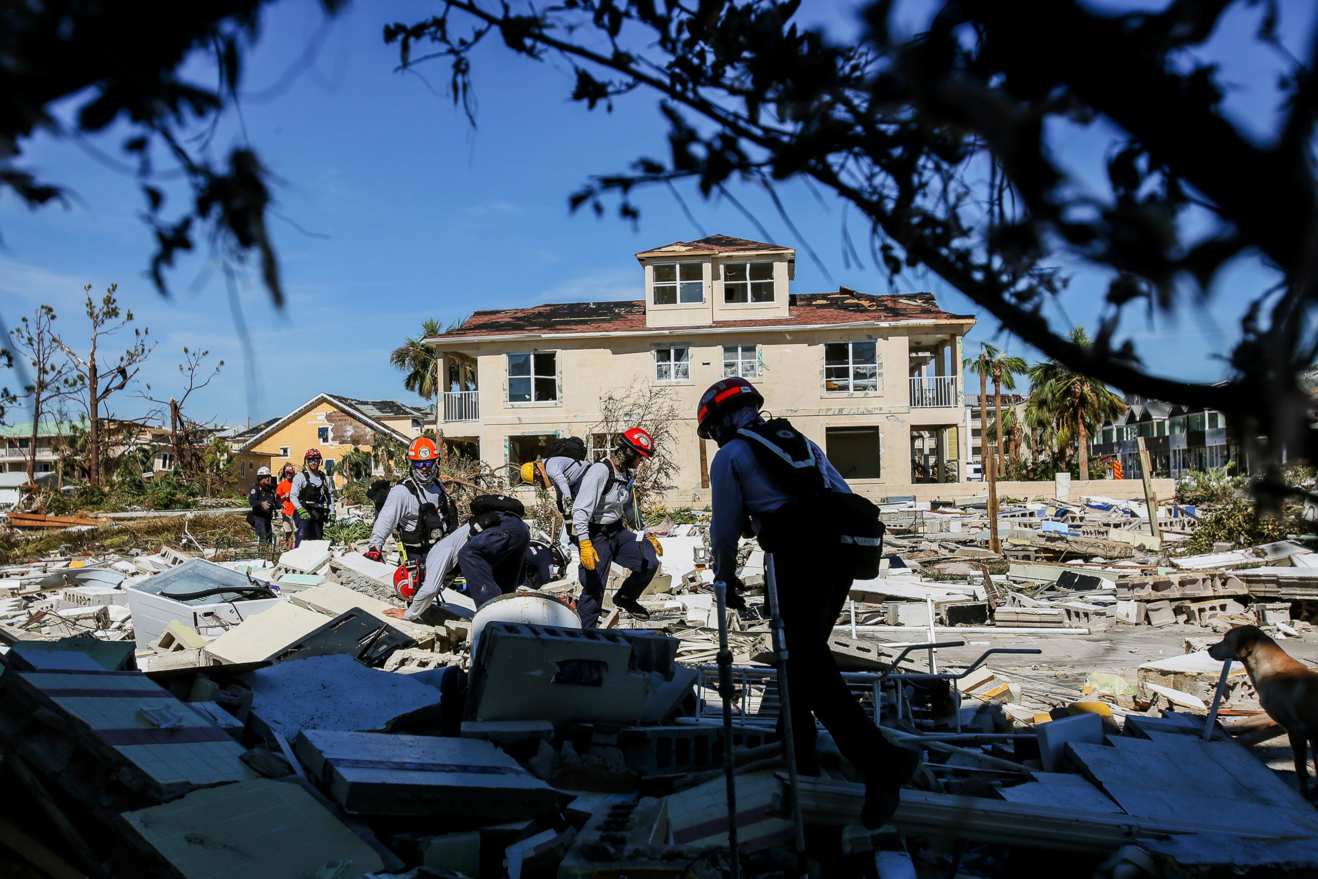 PHOTO: Members from South Florida Task Force search a flattened home destroyed by Hurricane Michael in Mexico Beach, Fla., Friday, Oct. 12, 2018, after Hurricane Michael went through the area on Wednesday.