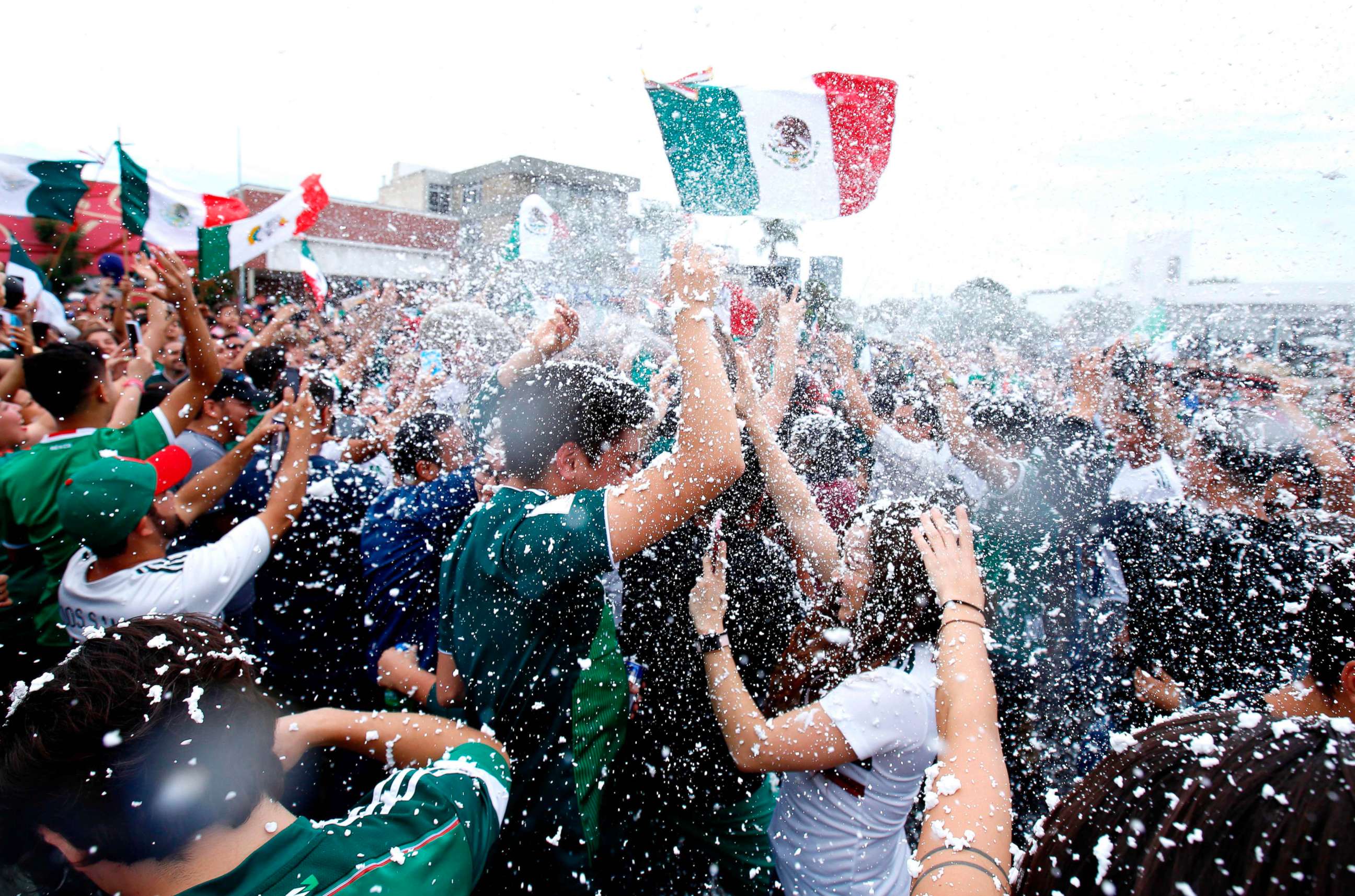 PHOTO: Mexican fans gather to celebrate Mexico's victory against Germany during the 2018 World Cup in Guadalajara, Mexico, June 17, 2018.
