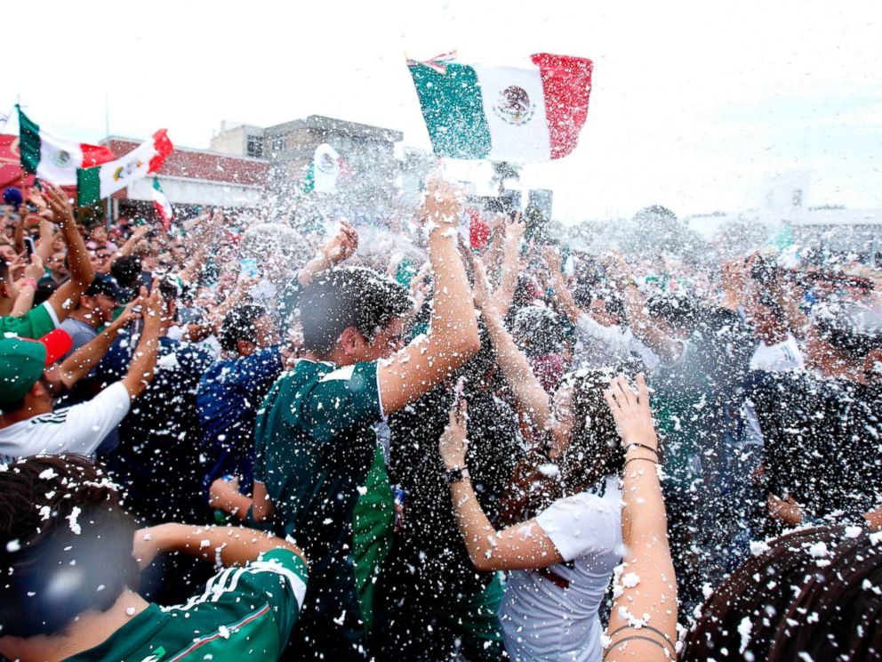 PHOTO: Mexican fans gather to celebrate Mexicos victory against Germany during the 2018 World Cup in Guadalajara, Mexico, June 17, 2018.