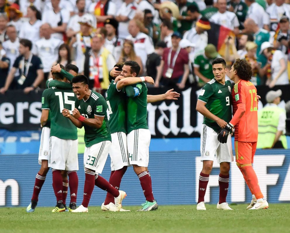 PHOTO: Members of the Mexico team celebrate their win over Germany during the FIFA 2018 World Cup, June 17, 2018, in Moscow, Russia.