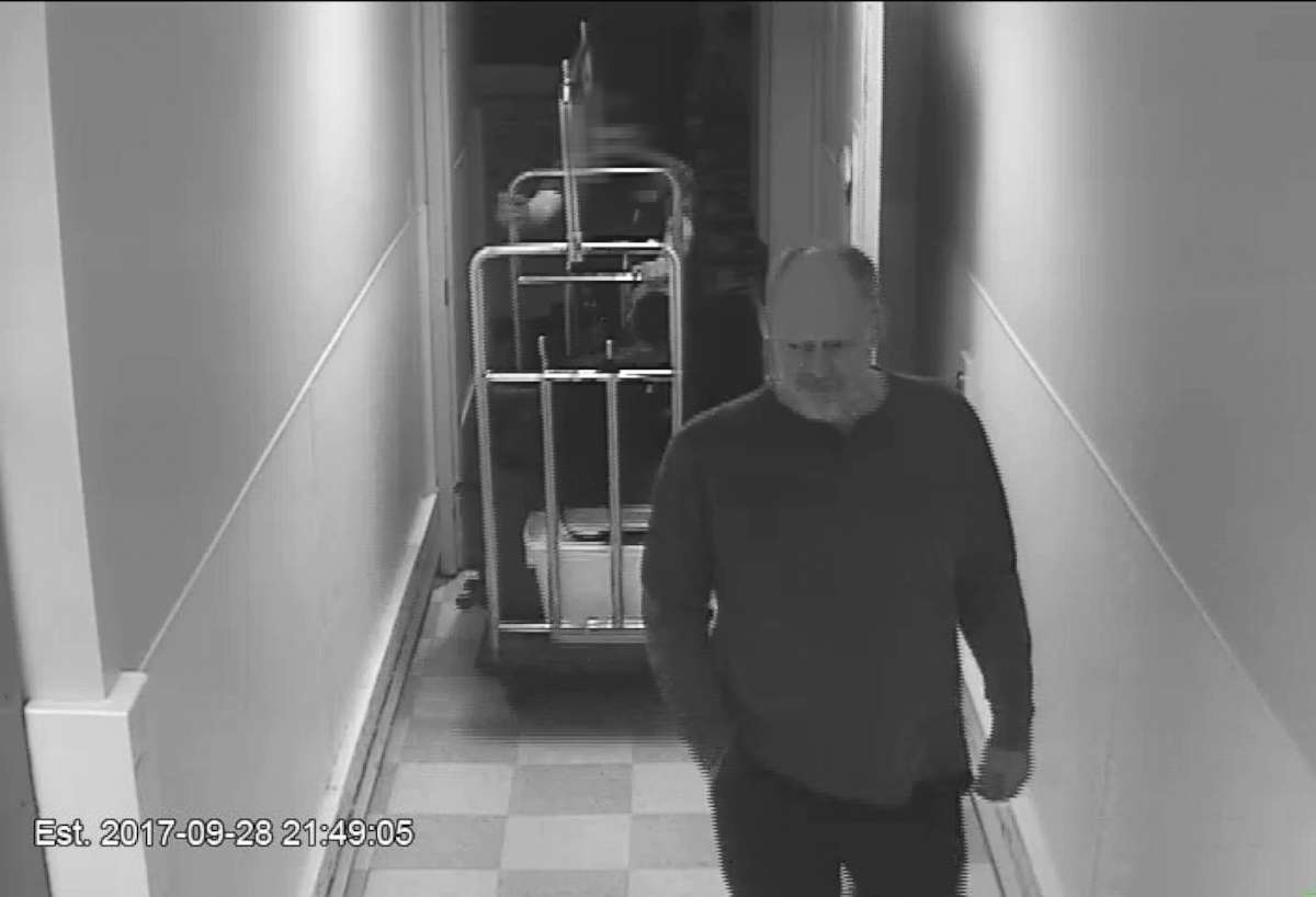 PHOTO: Newly released video shows Stephen Paddock, who shot and killed 58 people in October 2017, in the hallway of the MGM Resorts.
