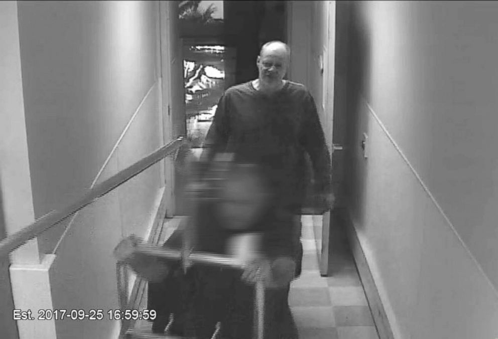 PHOTO: Newly released video captures Stephen Paddock, who shot and killed 58 people in October 2017, behind a bell hop at the MGM Resorts.