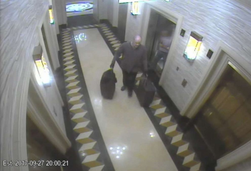 PHOTO: Video captured Stephen Paddock, who shot and killed 58 people in October 2017, exiting an elevator with bags at the MGM Resorts.