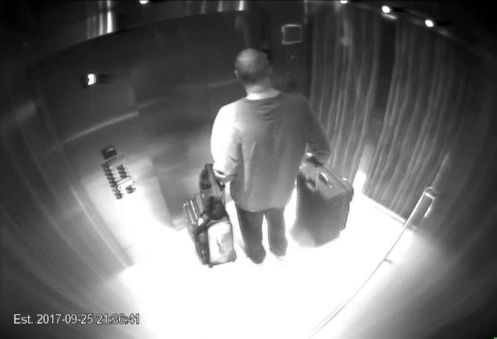 PHOTO: Video captures Stephen Paddock, who shot and killed 58 people in October 2017, in an elevator with bags at the MGM Resorts.