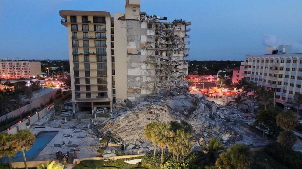 At least one person was killed and several others were injured early Thursday when a 12-story residential building partially collapsed in Miami-Dade C