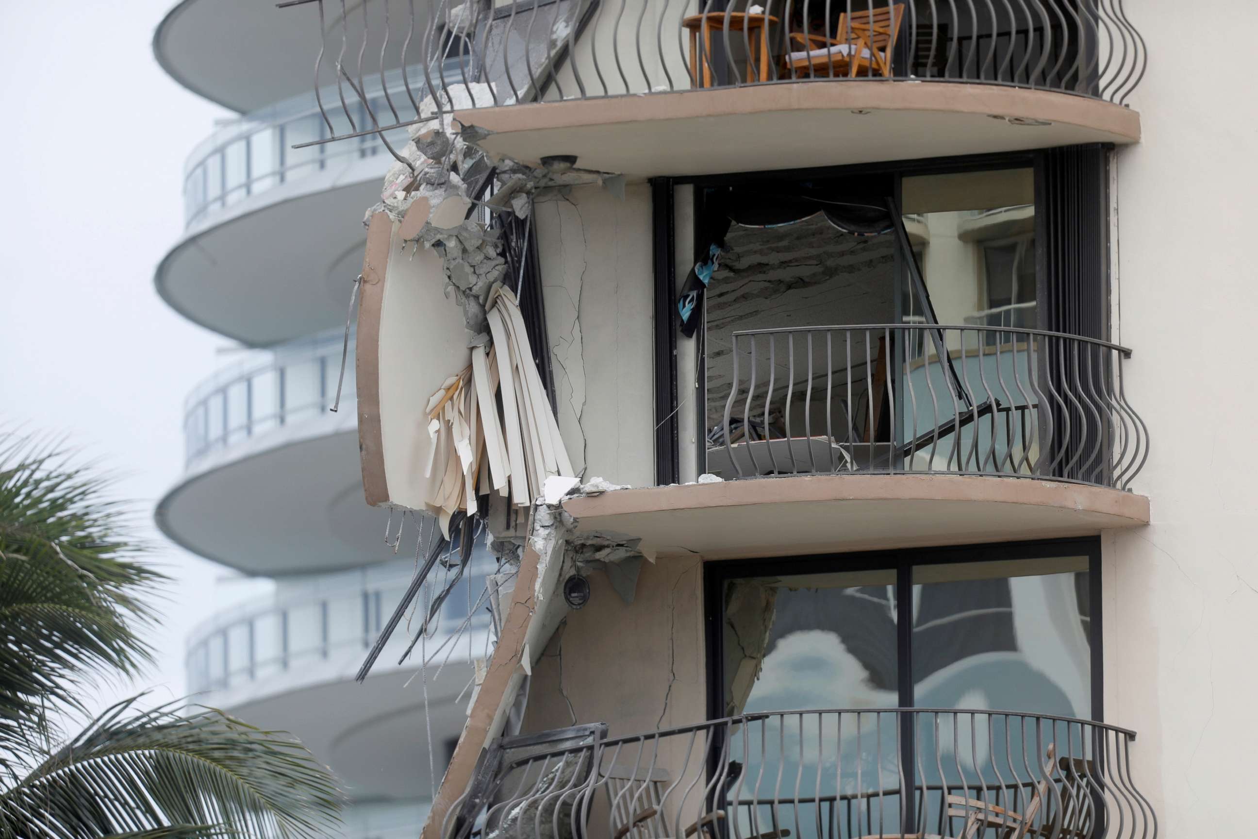 PHOTO: A building that partially collapsed is seen in Surfside, near Miami Beach, Fla., June 24, 2021.