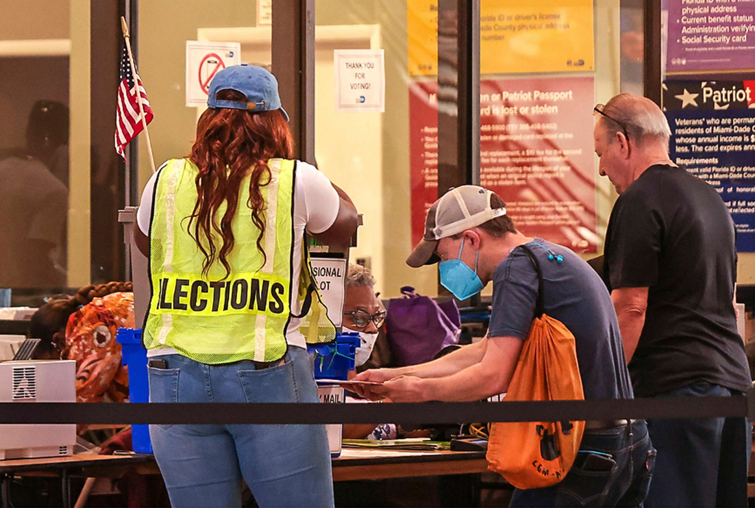 PHOTO: Miami-Dade residents cast their ballots during the first day of early voting in Miami-Dade County at the Miami-County Hall in downtown Miami, on Oct. 24, 2022.