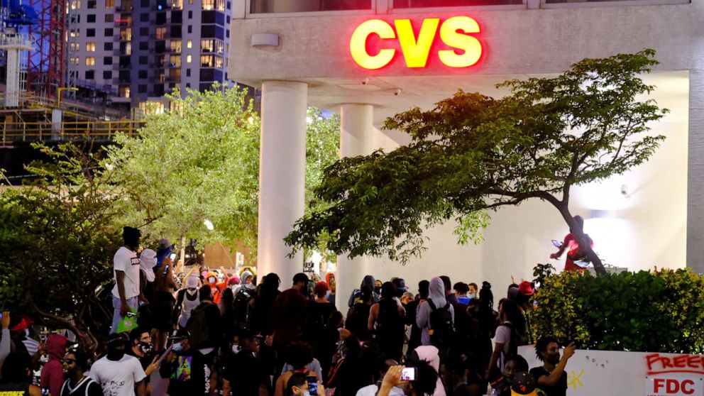 PHOTO: People attend a protest amid nationwide unrest following the death in Minneapolis police custody of George Floyd, in Miami, May 31, 2020.