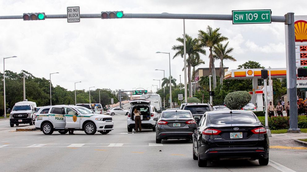 PHOTO: Police block an intersection near the Miami-Dade Kendall Campus in Miami, Fla., June 6, 2021.