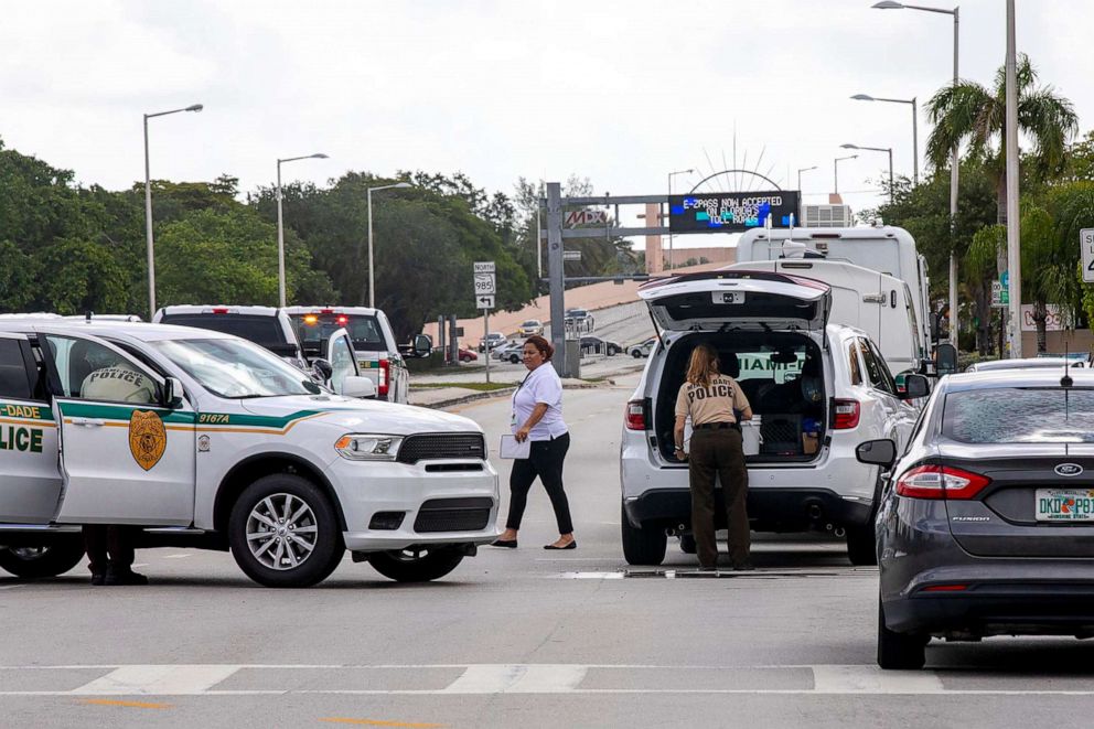PHOTO: Police block an intersection near the Miami-Dade Kendall Campus in Miami, Fla., June 6, 2021.