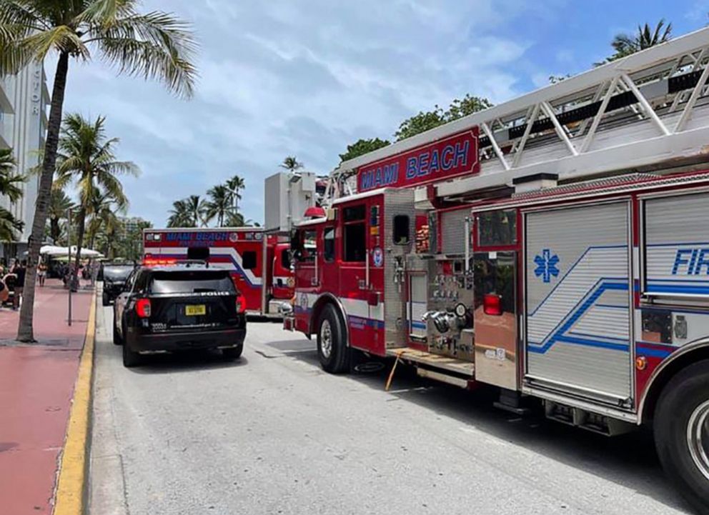 PHOTO: First responders on the scene at the hotel in Miami, formerly owned by Gianni Versace, where two people were found dead, July 14, 2021.