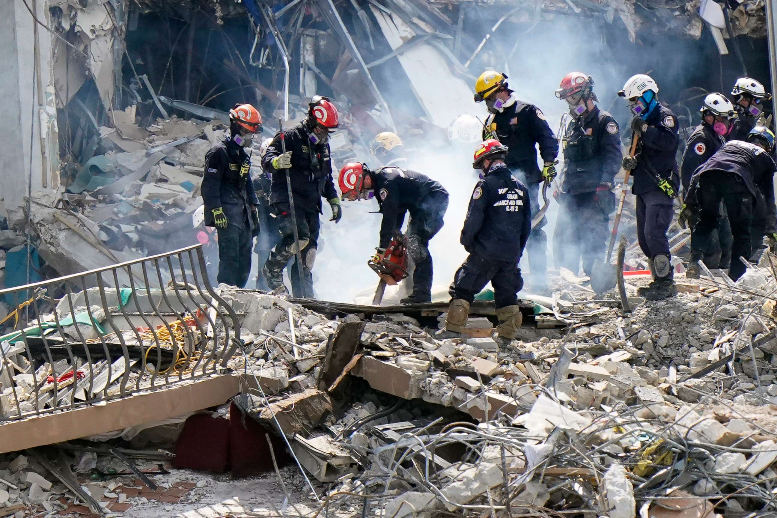 PHOTO: Crews work in the rubble at the Champlain Towers South Condo, June 27, 2021, in Surfside, Fla.