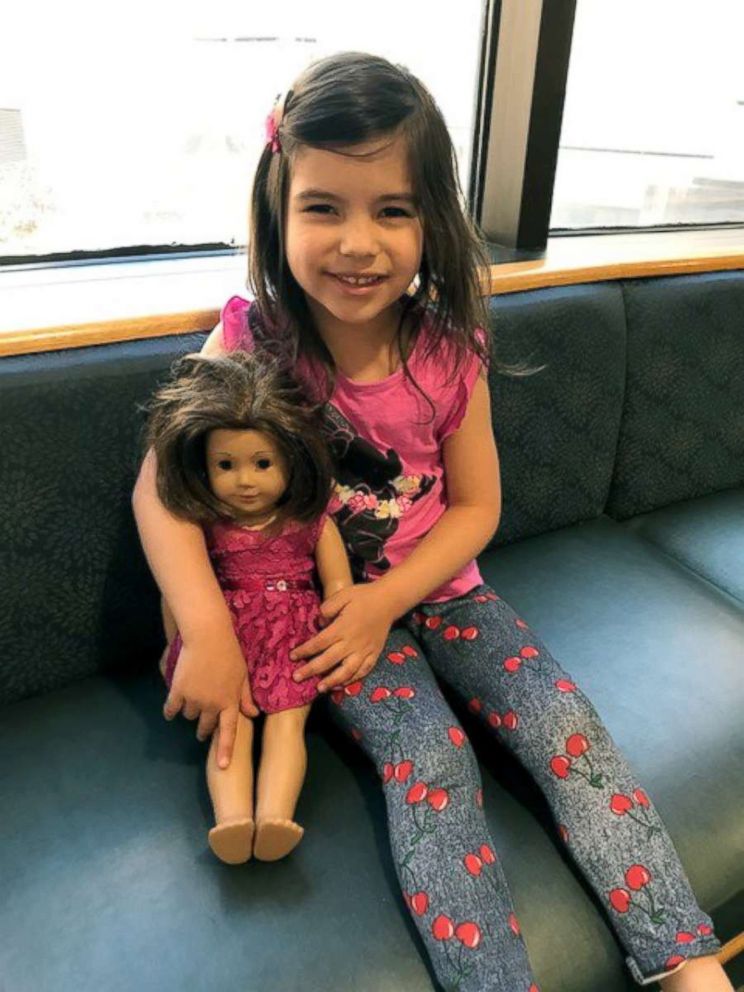 PHOTO: Mical Olaiz, 5, of Durham, North Carolina, was presented with her American Girl doll Mia on June 1.