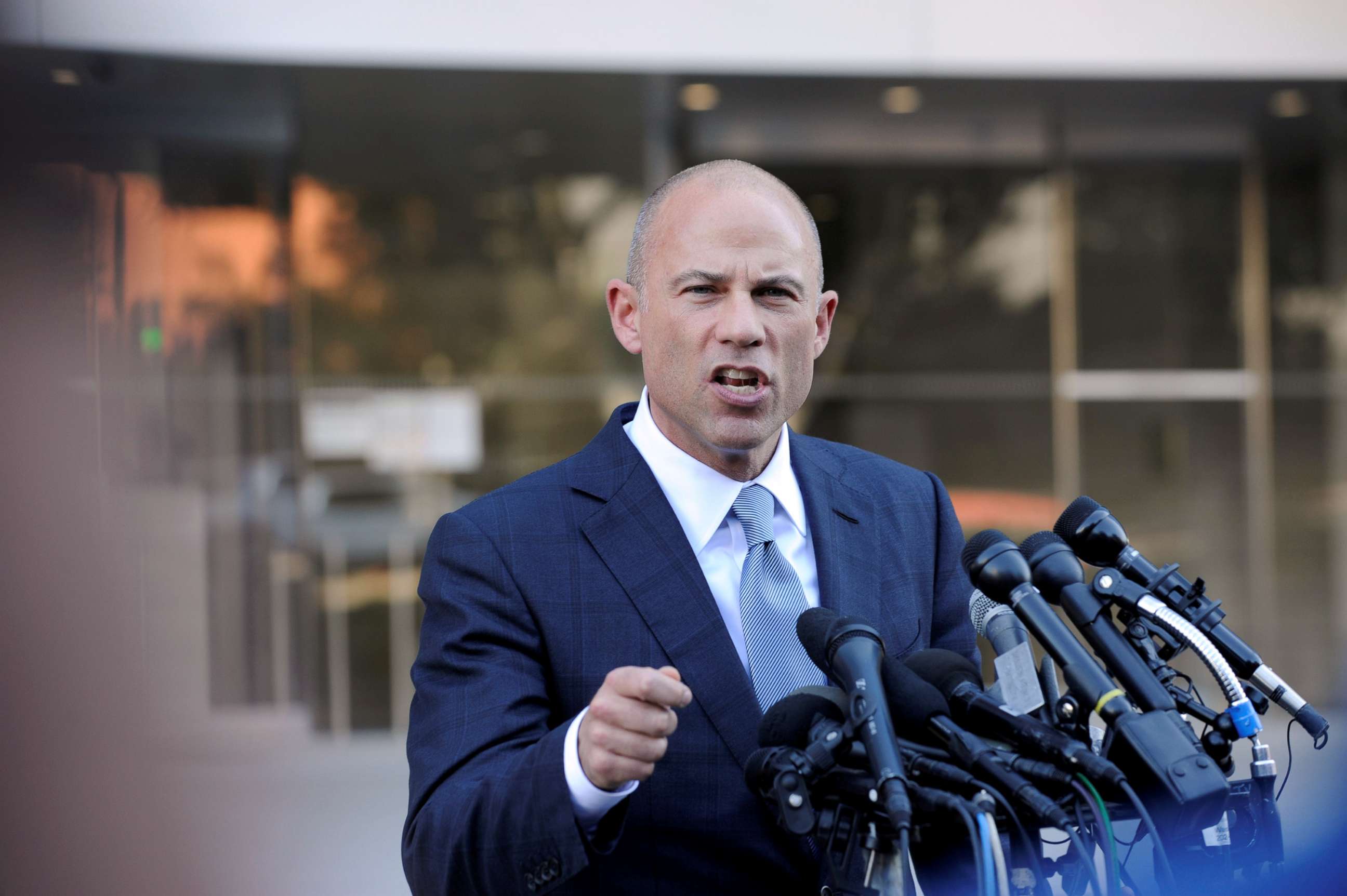 PHOTO: Michael Avenatti, lawyer for adult film actress Stormy Daniels, speaks to the media in Los Angeles, Sept. 24, 2018.