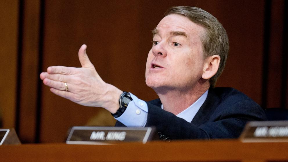 PHOTO: Sen. Michael Bennet speaks during a Senate Committee on Intelligence Hearing, Mar. 25, 2025 in Washington.