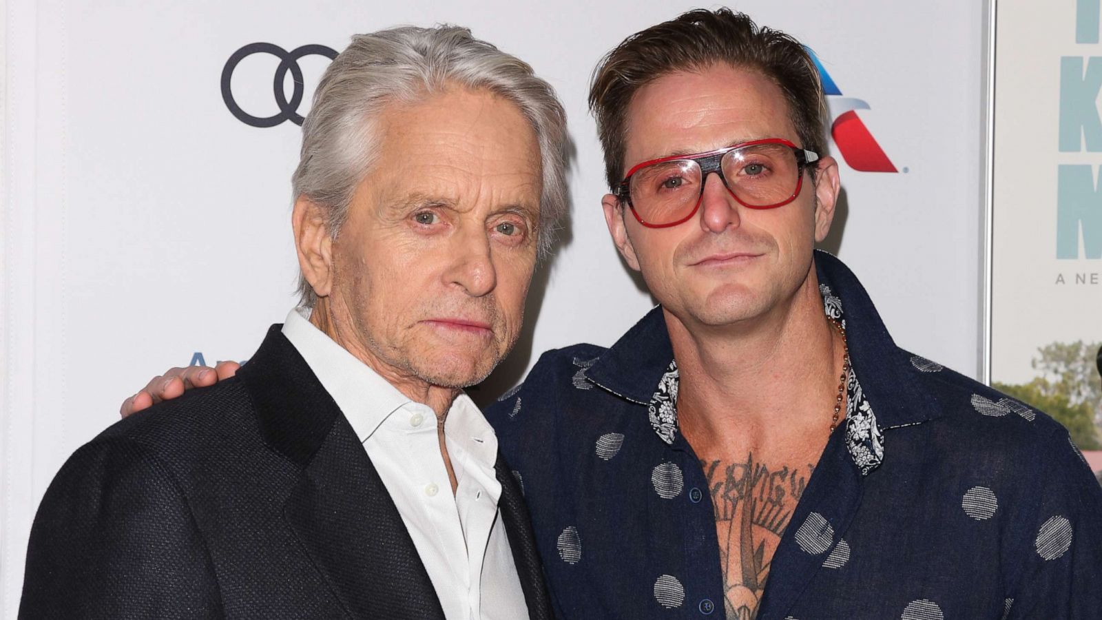 PHOTO: Michael Douglas (L) and Cameron Douglas (R) attend the 2018 AFI FEST world premiere screening of "The Kominsky Method" on November 10, 2018, in Hollywood.