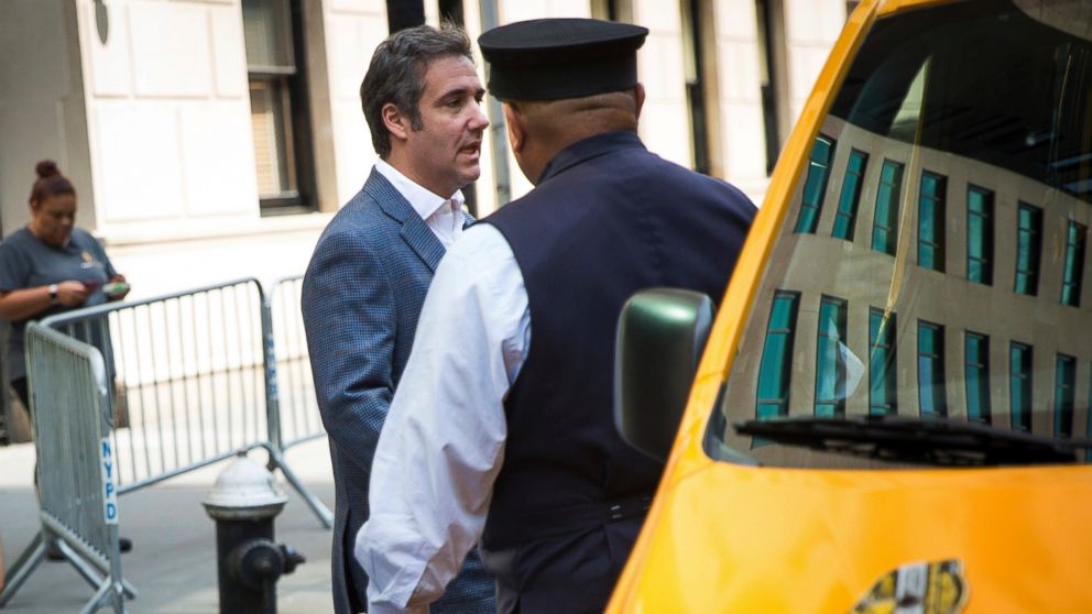 Michael Cohen, formerly a lawyer for President Trump, leaves his hotel Thursday, July 27, 2018, in New York.