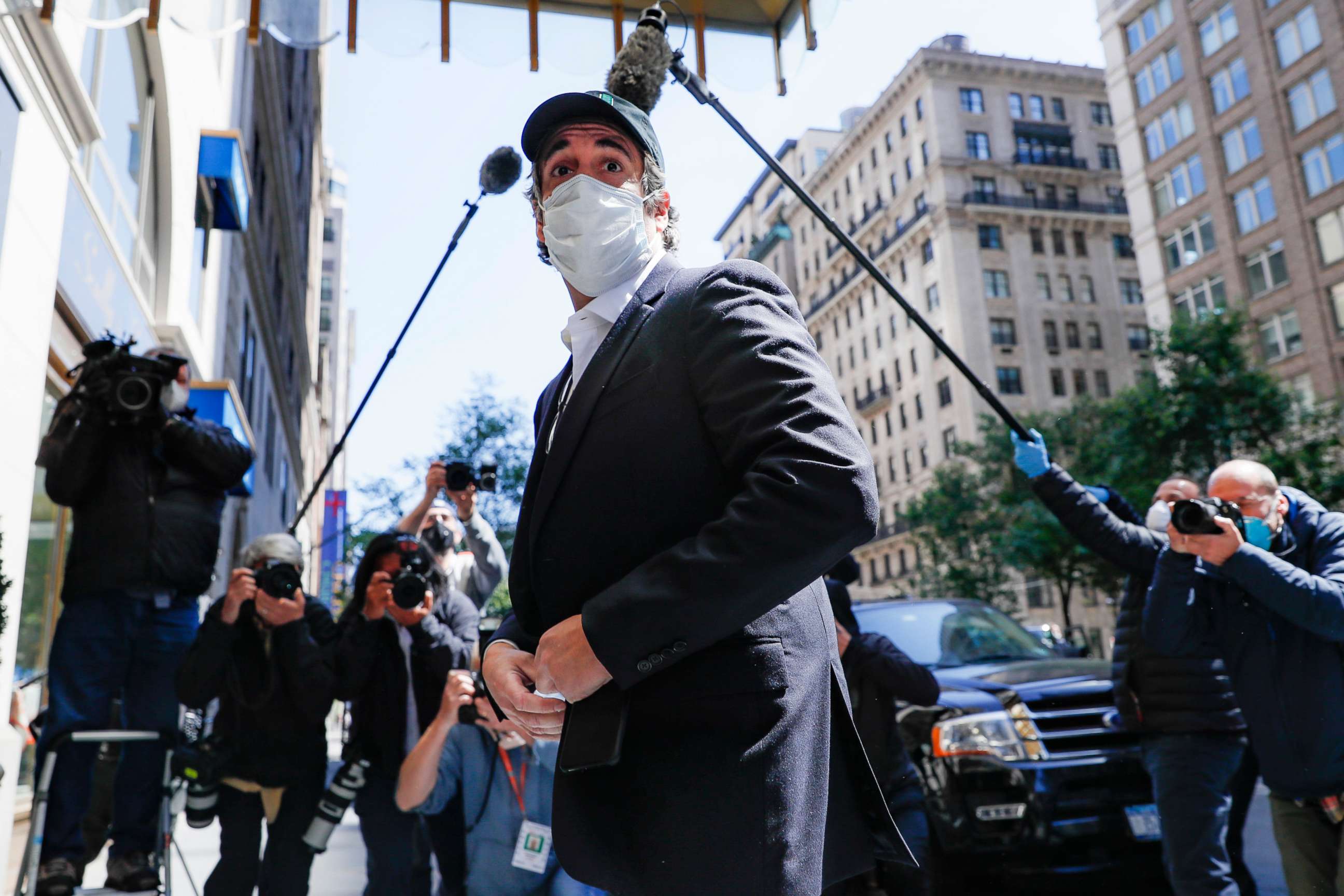PHOTO: Michael Cohen arrives at his Manhattan apartment, Thursday, May 21, 2020, in New York.