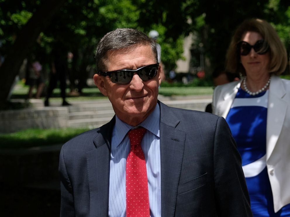 PHOTO: President Donald Trump's former National Security Adviser Michael Flynn leaves the E. Barrett Prettyman U.S. Courthouse on June 24, 2019, in Washington.