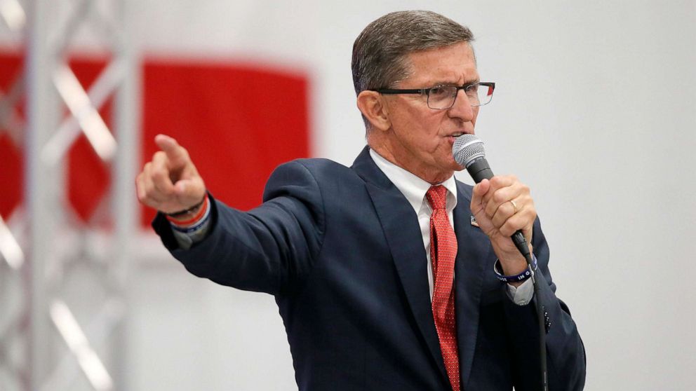 PHOTO: Michael Flynn speaks during a rally for Senate candidate Jackson Lahmeyer in Oklahoma City, on March 4, 2022.

Jackson Lahmeyer Rally 6975565001