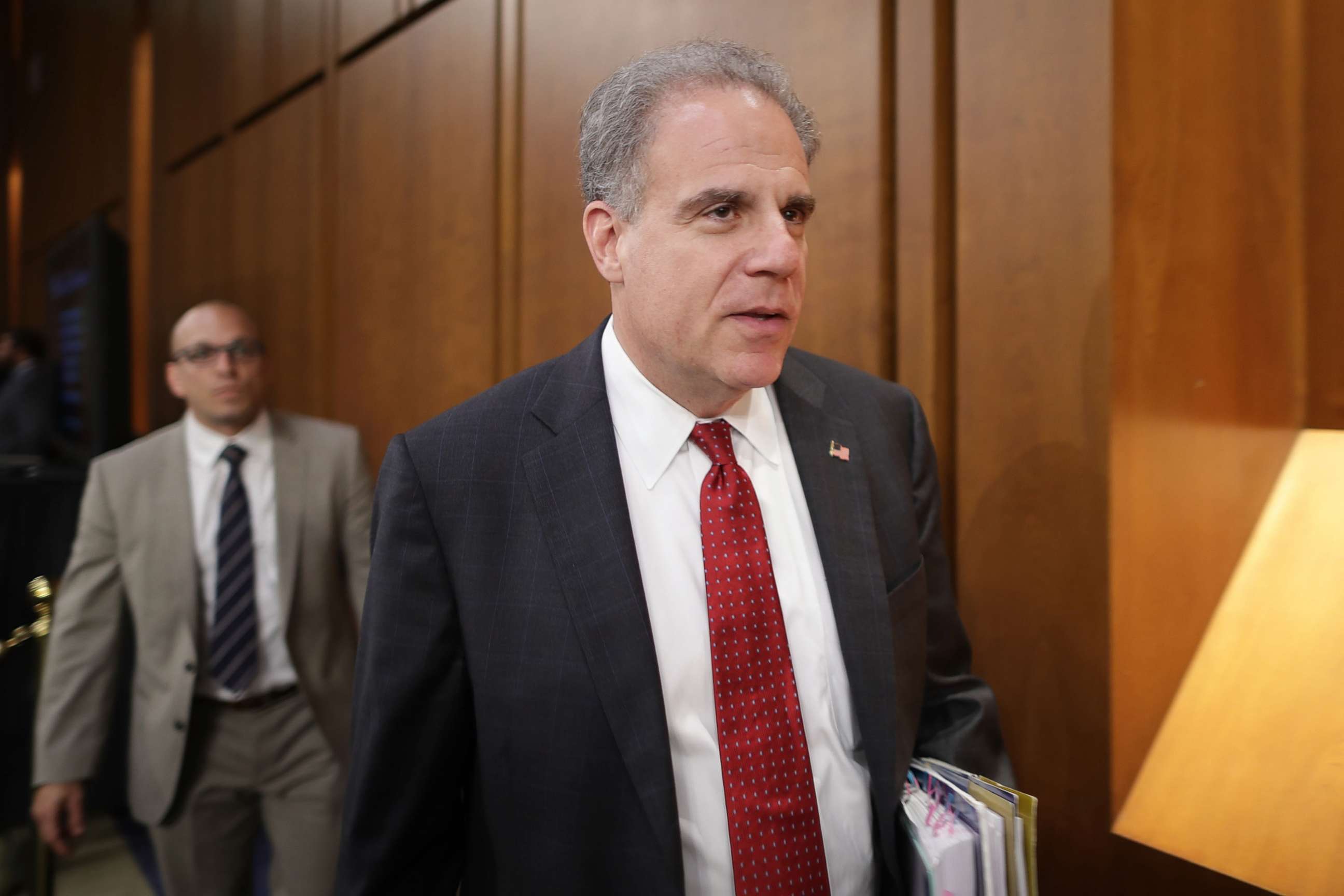 PHOTO: Justice Department Inspector General Michael Horowitz arrives before testifying to the Senate Judiciary Committee in the Hart Senate Office Building on Capitol Hill June 18, 2018, in Washington, D.C.