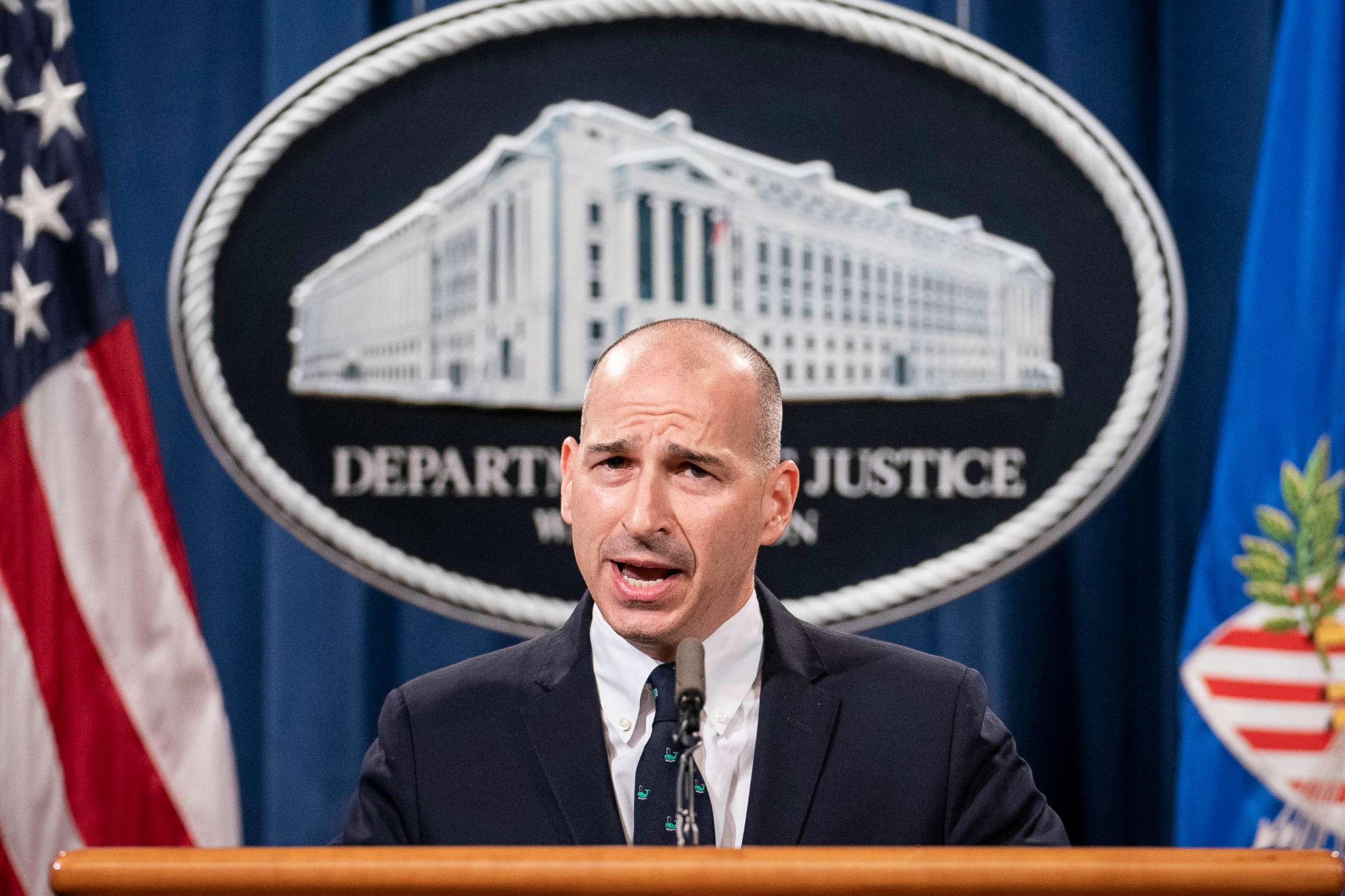 PHOTO: Michael Sherwin, Acting U.S. Attorney for the District of Columbia, speaks at a press conference to give an update on the investigation into the Capitol Hill riots, Jan. 12, 2021, in Washington, DC.
