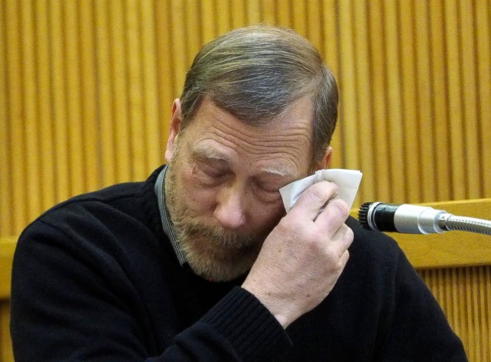 PHOTO: Michael Stern, the father of victim Sarah Stern, wipes tears from his eyes as he testifies for the prosecution during the trial of Liam McAtasney at the Monmouth County courthouse in Freehold, N.J., Feb. 5, 2019.