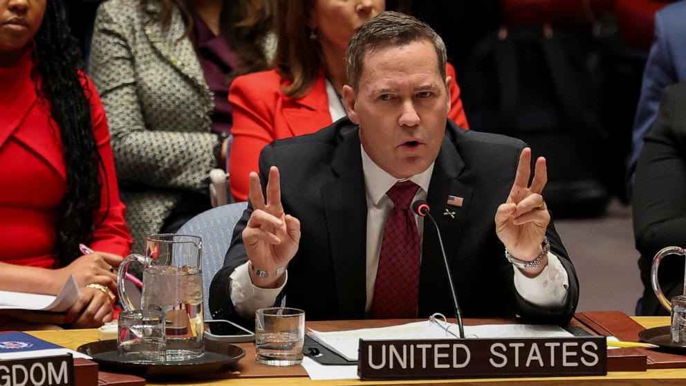 PHOTO: United States Ambassador to the United Nations Mike Waltz speaks during a UN Security Council meeting on U.S. strikes and the capture of Venezuelan President Nicolas Maduro and his wife, Cilia Flores in New York City, January 5, 2026.