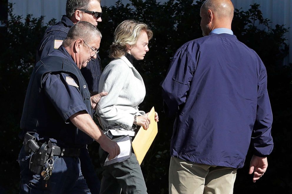 PHOTO: In this Sept. 19, 2019, file photo, Michelle Carter is escorted to a parole hearing in Natick, Mass.
