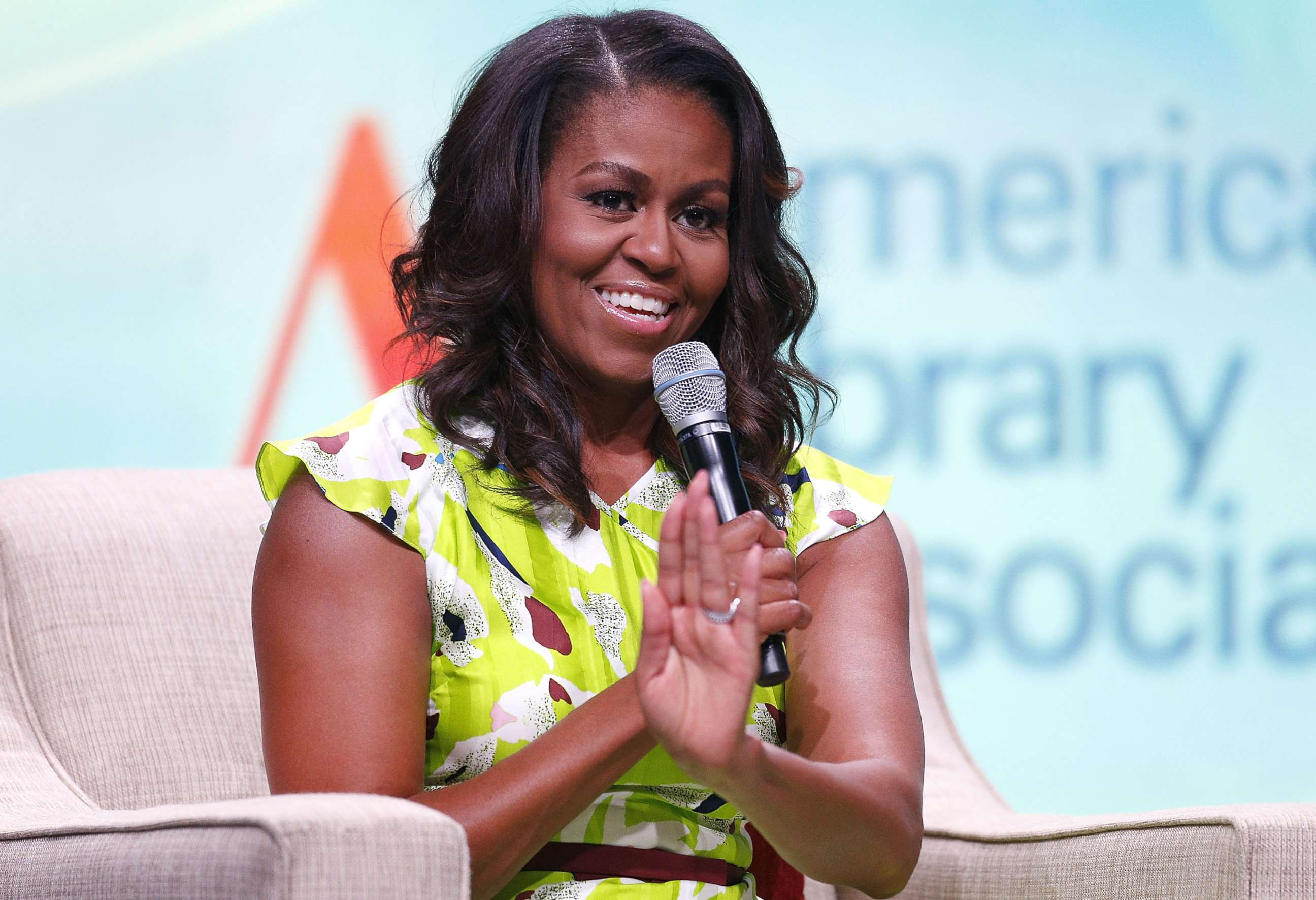 PHOTO: Former first lady Michelle Obama discusses her forthcoming memoir titled, Becoming, during the 2018 American Library Association Annual Conference, June 22, 2018, in New Orleans.
