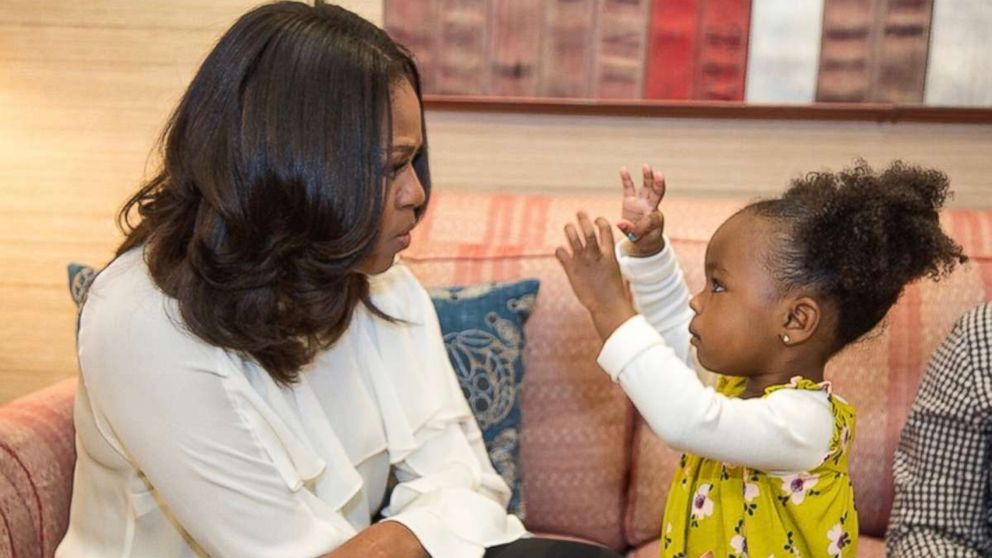 VIDEO:  Michelle Obama meets young girl who went viral in photo looking at her portrait