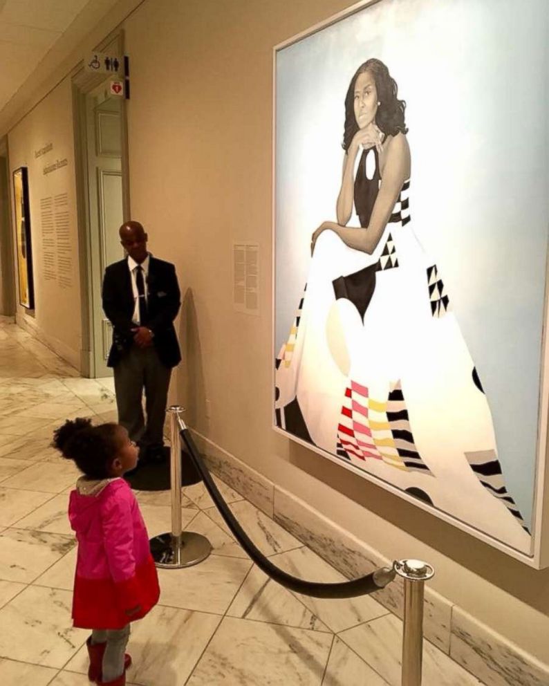 PHOTO: Parker Curry's awestruck reaction to Michelle Obama's official portrait in the National Portrait Gallery in Washington, was captured by a fellow museum visitor on March 1, 2018.