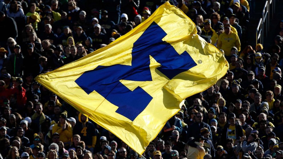 PHOTO: A Michigan Wolverines flag.