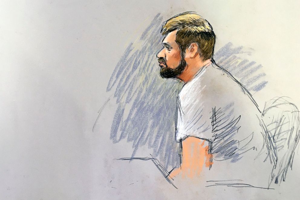 PHOTO: In this courtroom drawing, Adam Fox, one of the defendants in the Michigan Gov. Gretchen Whitmer kidnapping case appears in federal court in Grand Rapids, Mich., on, Oct. 13, 2020.