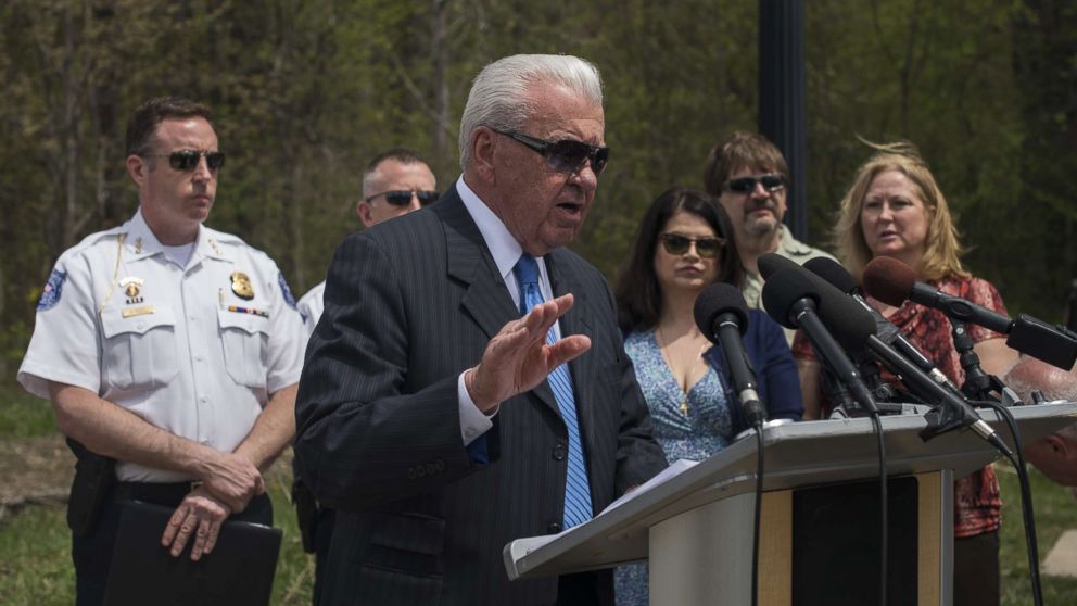 PHOTO: William Dwyer, the Commissioner of the Warren Police, discusses the progress of a reopened cold case during a press conference on May 9, 2018 in Macomb, Mich.