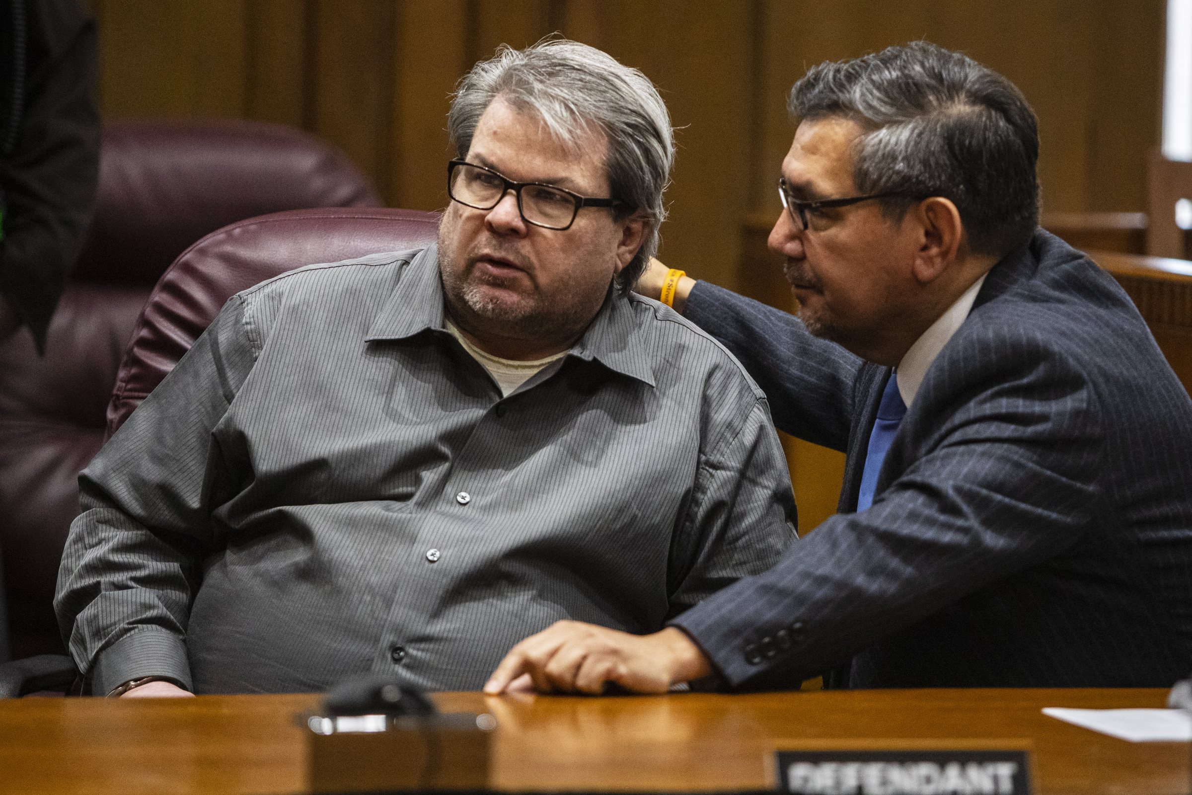 PHOTO: Jason Dalton talks with his defense attorney Eusebio Solis moments before pleading guilty to six counts of murder and several other charges at the Kalamazoo County Courthouse on Monday, Jan. 7, 2019 in Kalamazoo, Mich.