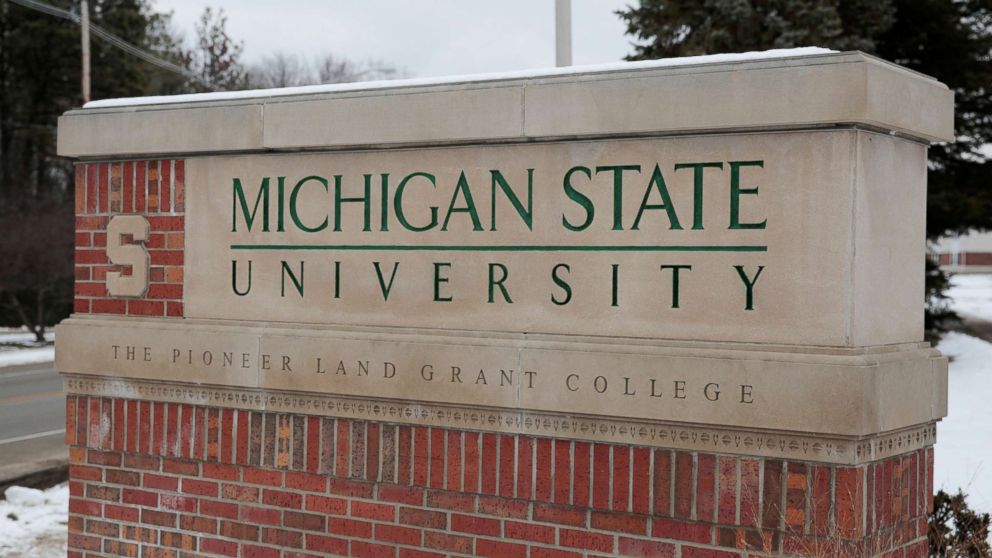 PHOTO: Michigan State University campus sign in East Lansing, Mich., Feb. 1, 2018. 